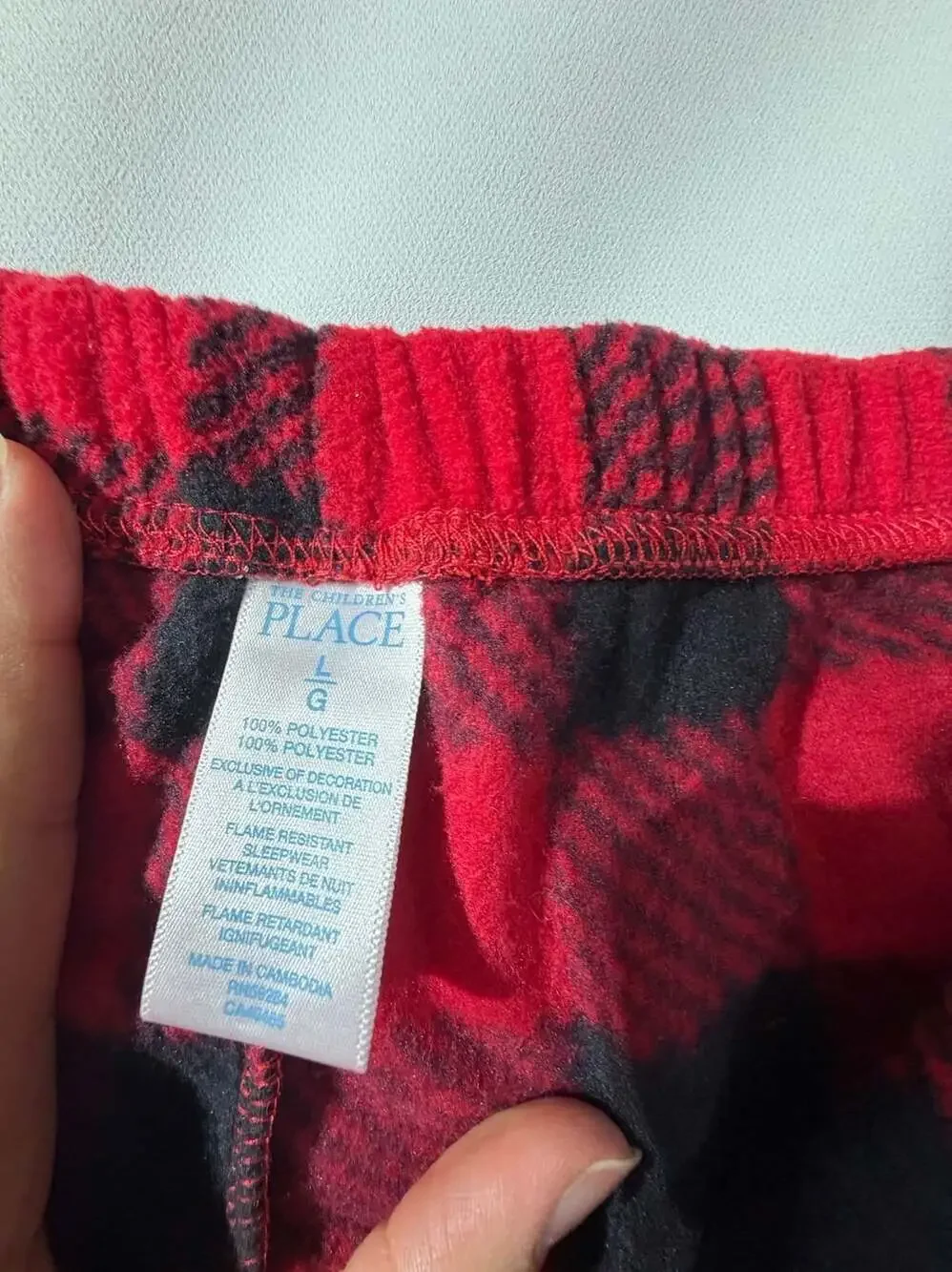 The Children's Place Boys Red Buffalo Plaid Fleece Pajama Pants Large 10/12